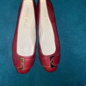 Anne Klein Red Ballet Flats with Gold Bow